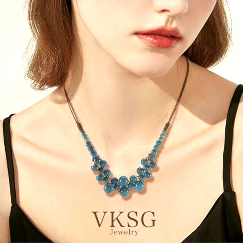 Adjustable Chunky Ceramic Beaded Statement Neckla… - image 2